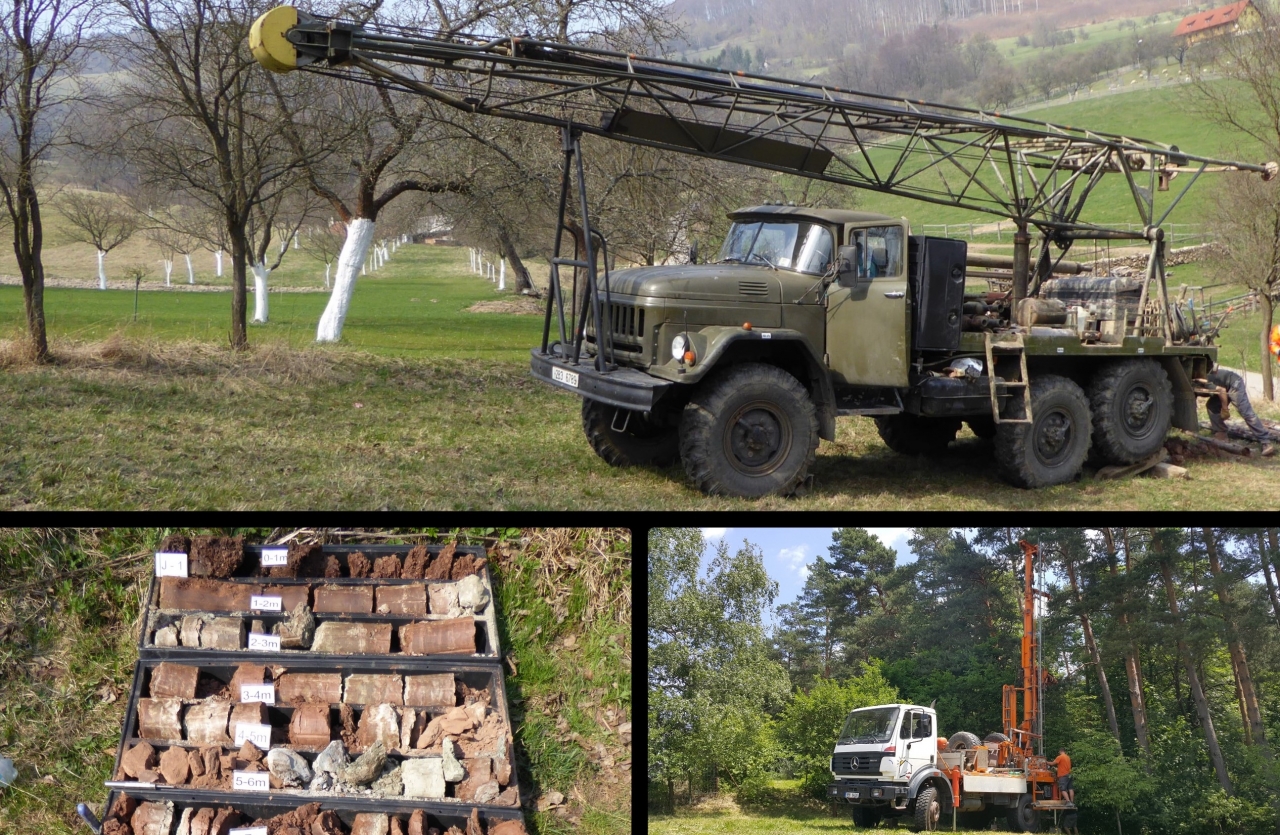 vrtná jádrová souprava, případně statická penetrační souprava